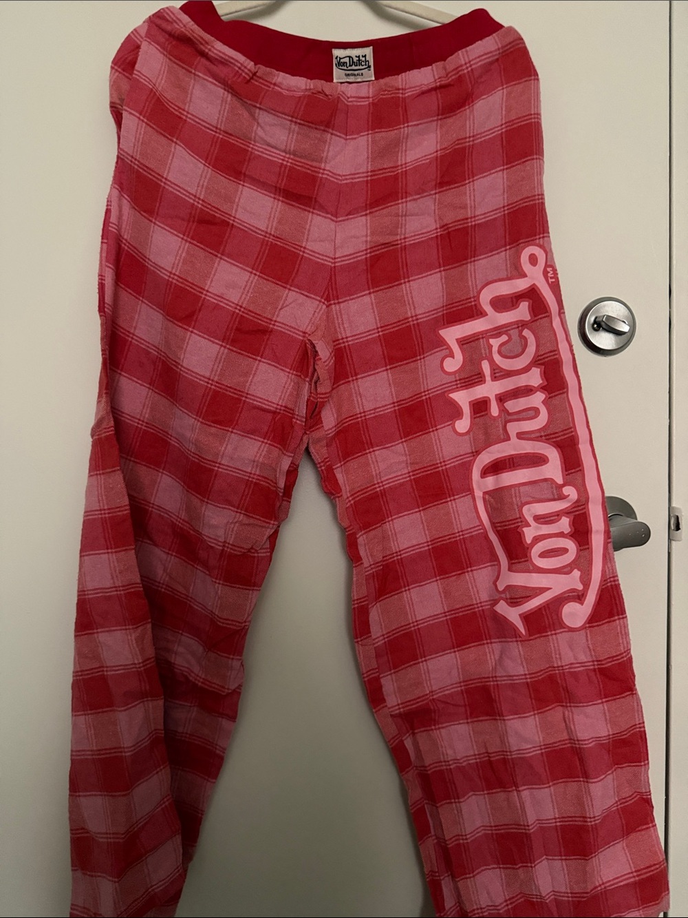 Von Dutch Pink and Red Plaid Pajama Set